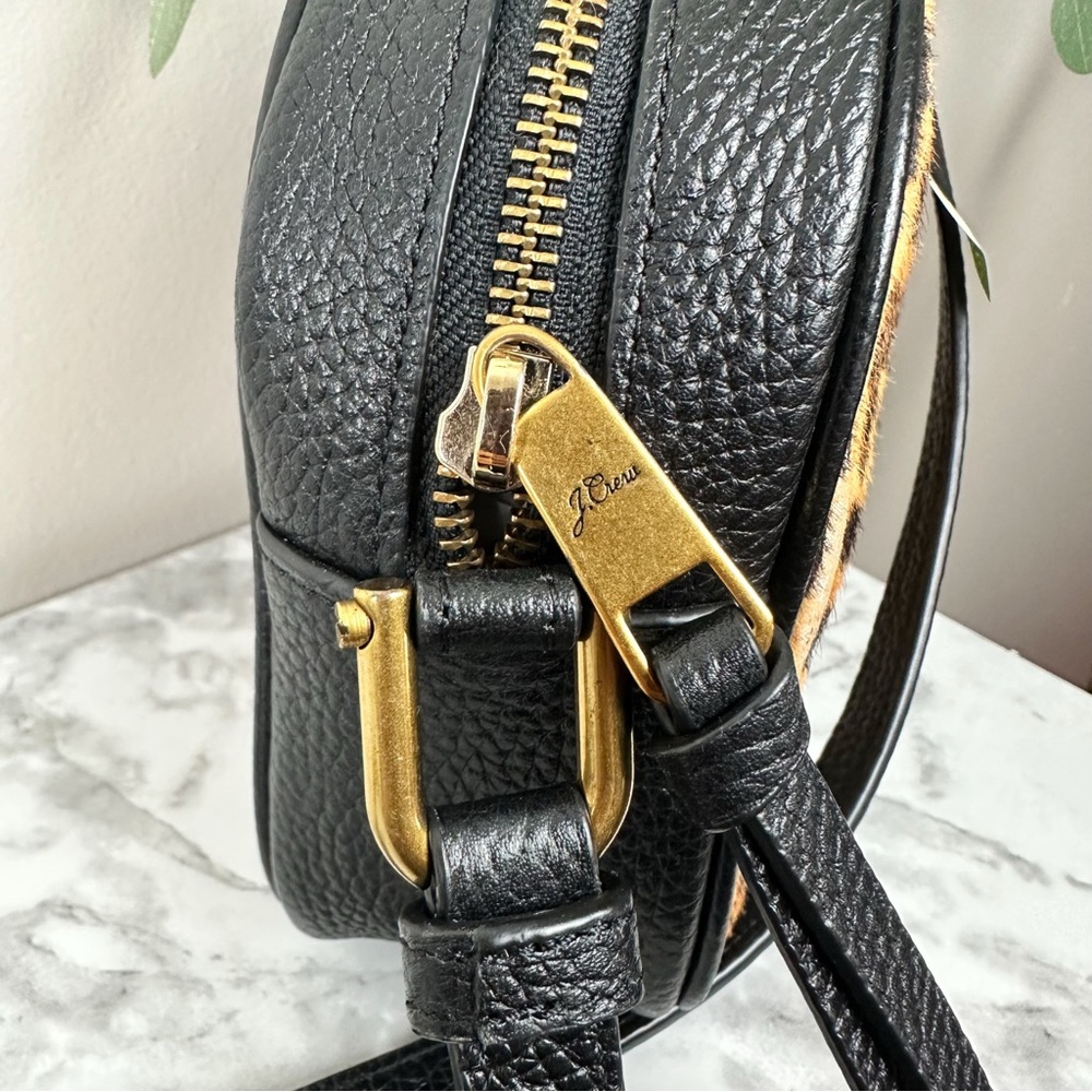 J CREW Devon Camera Leopard Calf Hair Leather Crossbody Bag - Picture 5 of 13